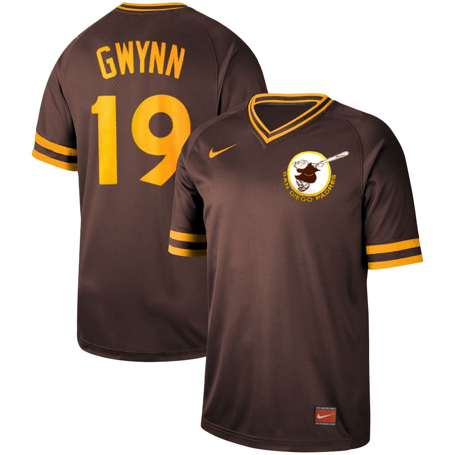 Men San Diego Padres 19 Gwynn brown Nike Cooperstown Collection Legend V-Neck MLB Jersey